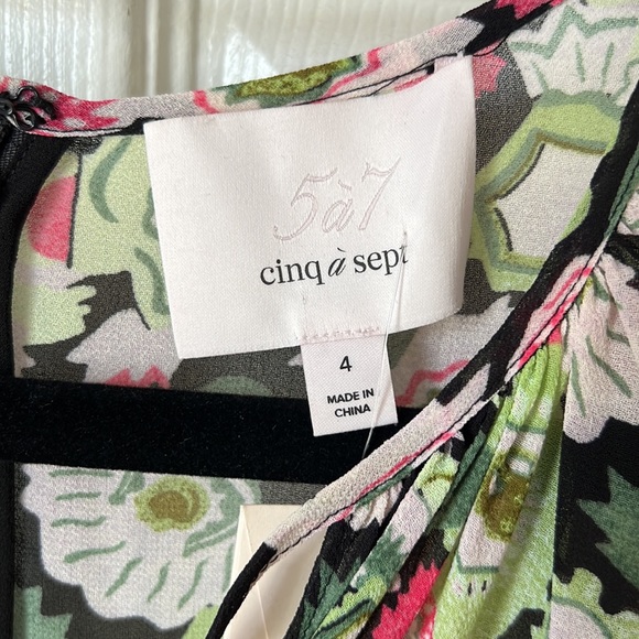 Cinq A Sept Dita Floral Print Long Sleeve Minidress in Prickly Pear Multi Size 4 - Picture 7 of 11